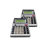 Kit 2 Calculadora De Mesa Com Duplo Visor Dois Visores Para Comércio Lojas Escritório Empresa + Teste De Dinheiro Falso