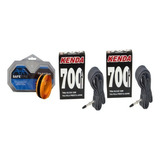 Kit 2 Câmara 700x18 23c Kenda 60mm fita Antifuro Speed Bike