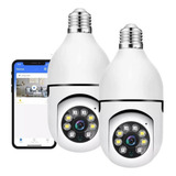 Kit 2 Câmera De Segurança Ip Lâmpada Wifi Visão Noturna