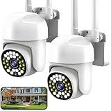 Kit 2 Câmera De Segurança Wifi Externa IP Sem Fio HD 4MP Câmera De Visão Noturna Infravermelha 5G Dupla Lente Grande Angular IP66 à Prova D água E à Prova De Poeira Chamada De Voz Bidirecional