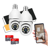 Kit 2 Camera Lampada Segurança Wifi   Cartão De Memória 32gb
