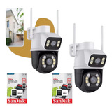 Kit 2 Câmera Lente Dupla Externa 2 Cartão De Memória 64gb