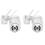 KIT 2 Câmeras De Segurança Domo WiFi PTZ Externa- Câmera IP Sem Fio Com Visão De 360-- Visão Noturna Colorida- Áudio Bidirecional- Detecção De Movimento- Alerta De Atividade - BELLA NET