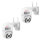 Kit 2 Cameras Segurança Ip Prova D água Cartão Memória 32gb Cor Branco