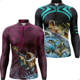 Kit 2 Camisa De Pesca Masculina Proteção Solar Uv50 Térmica