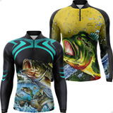 Kit 2 Camisa De Pesca Proteção Solar Uv50 Térmica Masculina