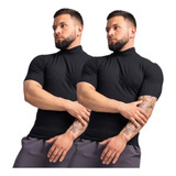 Kit 2 Camisa Gola Alta Masculina Minimalista Canelada