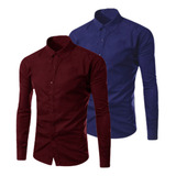 Kit 2 Camisa Social Masculina Slim Luxo Pronta Entrega
