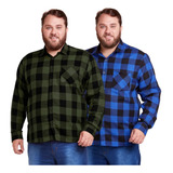 Kit 2 Camisa Xadrez Masculina Plus Size Flanelada Cowboy