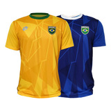Kit 2 Camisas Brasil Lotto Amarela E Azul Masculino