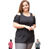 Kit 2 Camisas Feminina Fresquinha Plus Size Academia