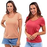 Kit 2 Camiseta Baby Look Feminina Gola Redonda Em Viscose Dry