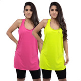 Kit 2 Camiseta Feminina Regata Fitness Tapa Bumbum Academia
