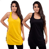 Kit 2 Camiseta Feminina Regata Fitness Tapa Bumbum Academia