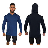 Kit 2 Camiseta Proteção Uv Manga Longa Capuz Segunda Pele