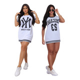 Kit 2 Camisetao Blusao Camisao Moda Fitness Mini Vestido Top