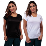 Kit 2 Camisetas Básica Feminina Lisa Dry Fit Baby Look Blusa