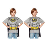 Kit 2 Camisetas Blusa Manga Curta Infantil Com Capa Batman 