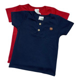 Kit 2 Camisetas De Botões Bebê