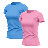 Kit 2 Camisetas Feminina Manga Curta Dry Fit Proteção Uv