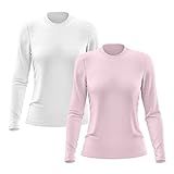 Kit 2 Camisetas Feminina Manga Longa Proteção Solar UV 50 G Rosa Branco 