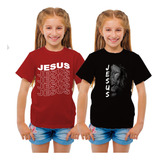 Kit 2 Camisetas Infantil Menina Moda Evangélica 100 Algodão