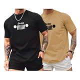 Kit 2 Camisetas Jeep Casual Gola Redonda Algodão