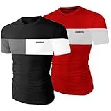 Kit 2 Camisetas Personalizada Slim Fit Camisa Masculina M PRETO VERMELHPO 