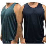 Kit 2 Camisetas Regata Masculina Plus Size Dry Fit Praia