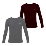 Kit 2 Camisetas Térmicas Unissex Segunda Pele Filtro Solar