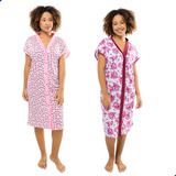 Kit 2 Camisola Feminina Pós Cirúrgica Maternidade Lactante
