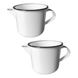 Kit 2 Caneca Esmaltada Com Bico 1l Branca Utensilio P Velas