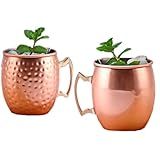 Kit 2 Canecas Moscow Mule Cobre Puro Martelada Lisa 500 Ml