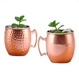 Kit 2 Canecas Moscow Mule Cobre Puro Martelada lisa 500 Ml