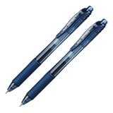 Kit 2 Canetas Energel x Pentel 0 5 Azul Petróleo Retrátil