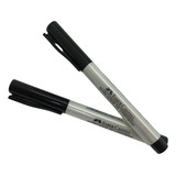 Kit 2 Canetas Pretas Marca Tecidos Ponta Media Faber castell
