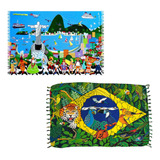 Kit 2 Cangas Saida De Praia Piscina G Premium Rio E Brasil