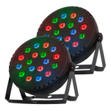 Kit 2 Canhão Refletor 18 Leds Rgb 18w Dmx Iluminação Show Dj
