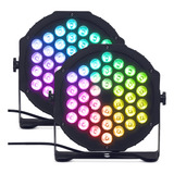 Kit 2 Canhão Refletor 36w Leds Par 64 Rgb Iluminação Dj Dmx
