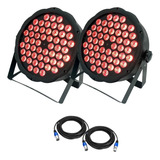 Kit 2 Canhao Refletor Rgb 54 Leds 3w Dj Triled 2 Cabos 10m