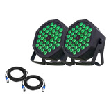 Kit 2 Canhão Rgb Triled 36 Leds 3w Bivolt 2 Cabos Dmx 10m