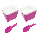 Kit 2 Canister Guardar Ração Cachorro Gato 2 Pás Higienica R