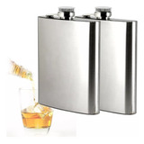 Kit 2 Cantil De Bolso Inox 230 Ml Porta Bebidas Whisky Vodka