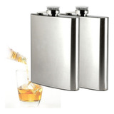 Kit 2 Cantil De Bolso Inox 230 Ml Porta Bebidas Whisky vodka