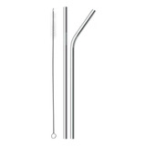 Kit 2 Canudos Inox Reutilizável Aço Ecológico Escova Cor Aço