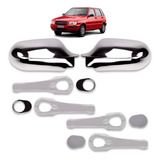 Kit 2 Capa Cromada Retrovisor 4 Maçaneta Uno 2005 A 09 2010