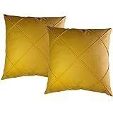 Kit 2 Capas De Almofada 45x45cm Decorativas Suede Drapeada Luxo Decoração MOSTARDA