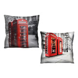 Kit 2 Capas De Almofada Inglaterra Londres Vintage 42cm R9