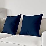 Kit 2 Capas De Almofada Linho Lisas Azul 45x45cm 