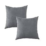 Kit 2 Capas De Almofada Suede Com Zíper 45x45cm Lisa Resistente A Manchas Veludo Decorativo Conjunto De 2 Cinza